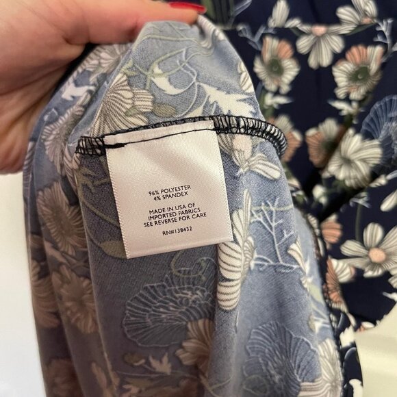 ModCloth Women's Blue Floral Faux Wrap All Is Full Of Lovely Skater Dress Small - Picture 7 of 9